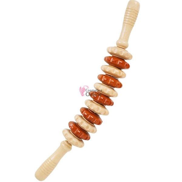 Accesoriu Roller din lemn pentru masaj ROL08 cu 11 discuri Maderoterapie